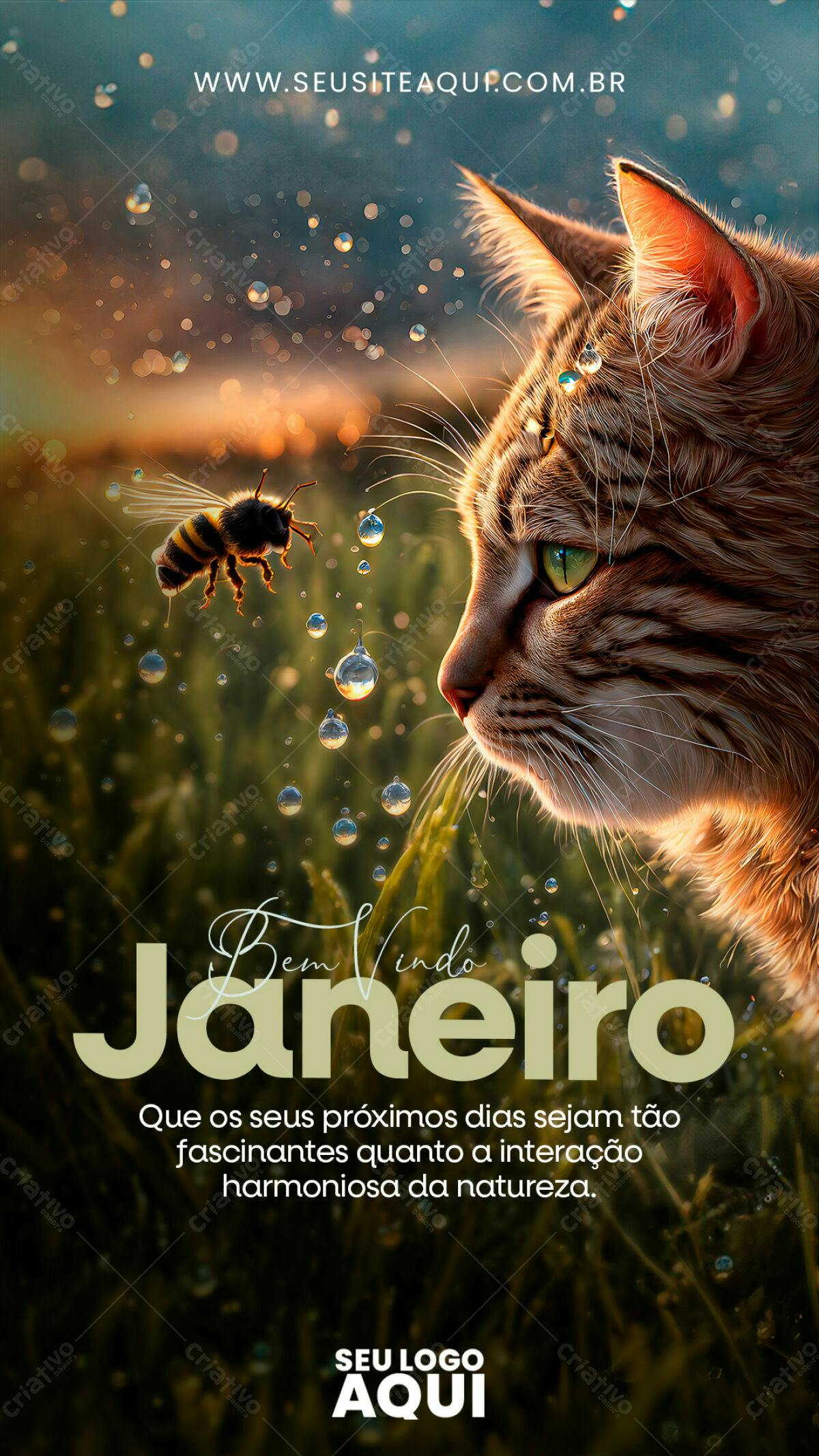Flyer de Boas Vindas Janeiro PSD Editável