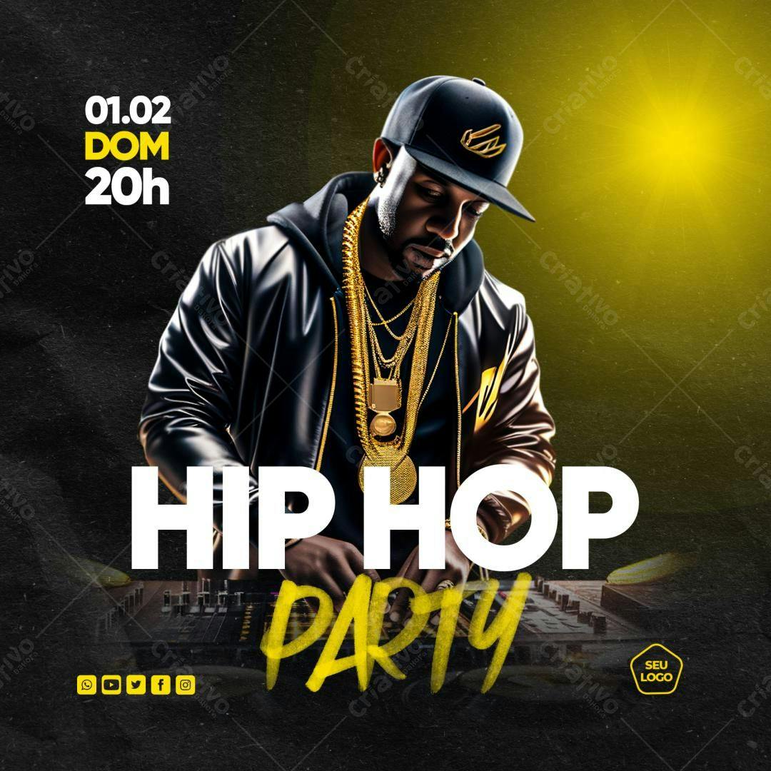 Flyer para Festa Hip Hop PSD Editável