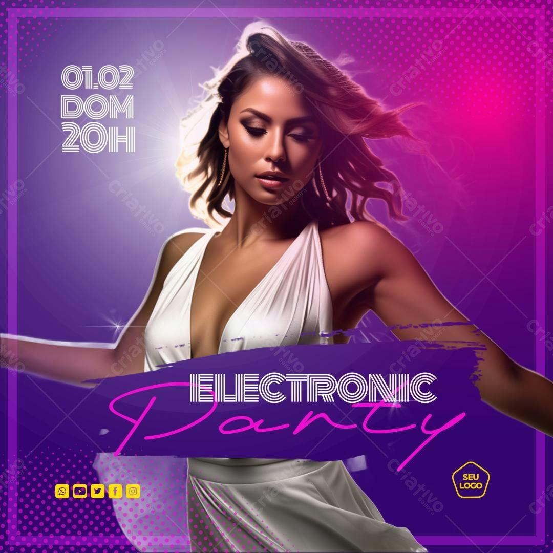 Flyer para Festa Eletrônica PSD Editável
