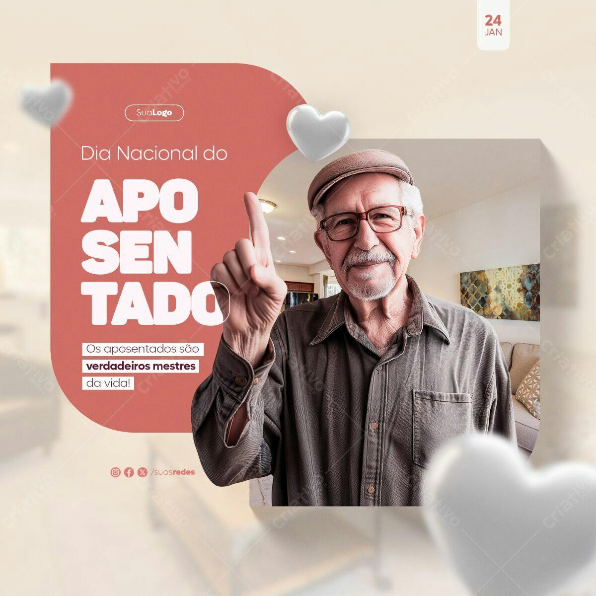 Post para Dia Nacional do Aposentado PSD Editável