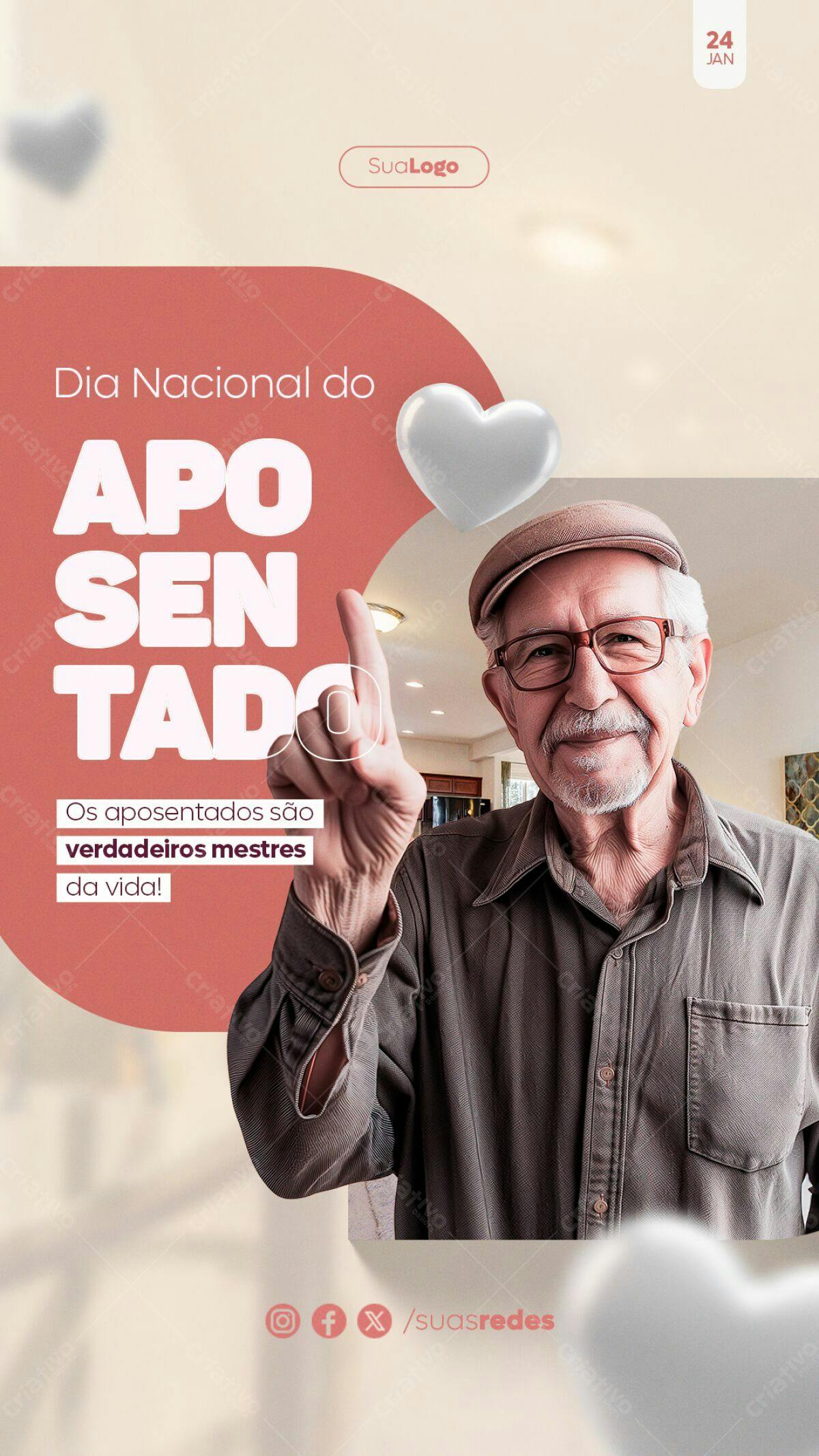 Post para o Dia Nacional do Aposentado PSD Editável