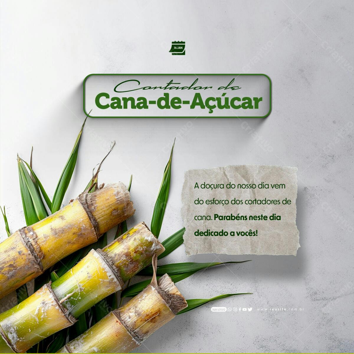 Post para Dia do Cortador de Cana-de-Açúcar PSD Editável