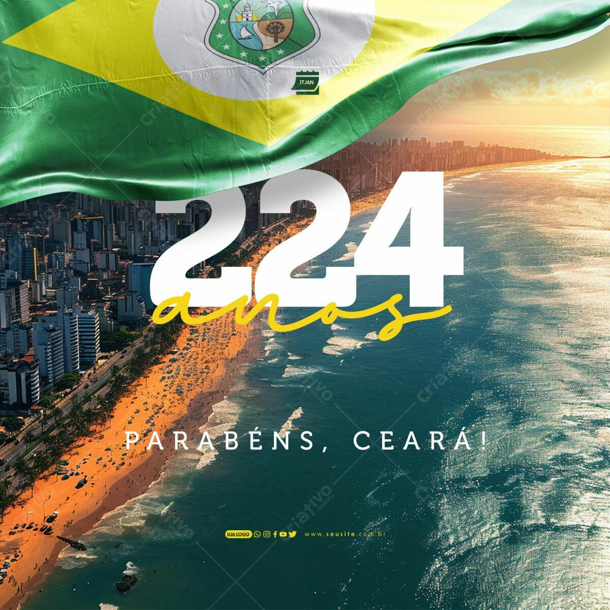Flyer Aniversário 224 anos Ceará PSD Editável