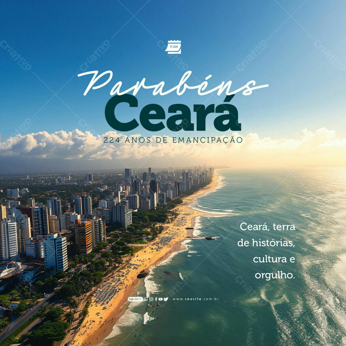 Postagem Parabéns Ceará 224 anos PSD Editável