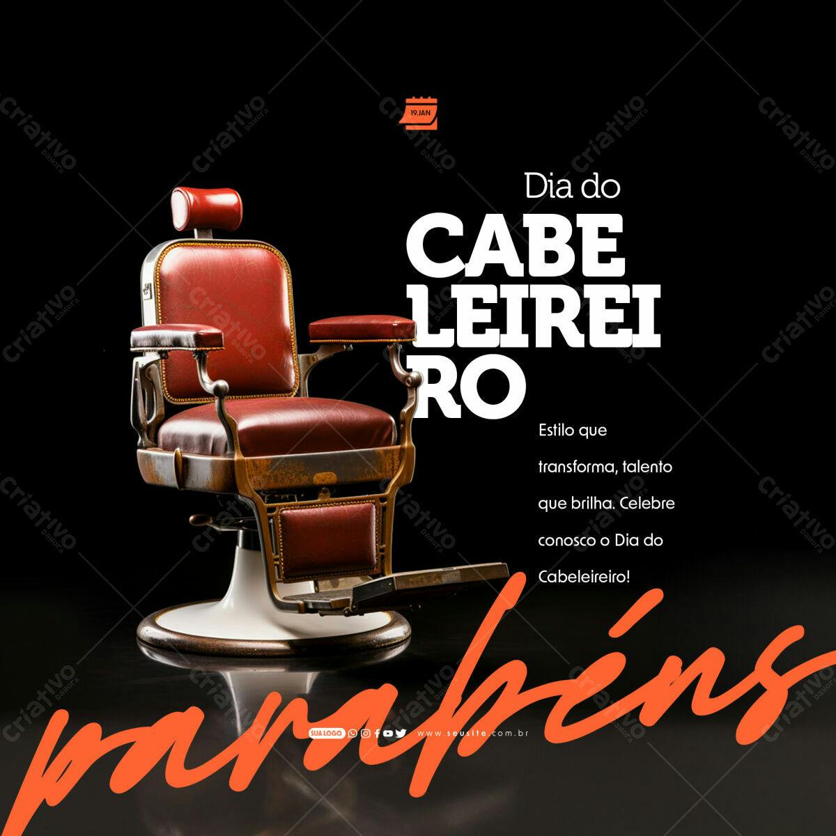 Flyer Dia do Cabeleireiro PSD Editável