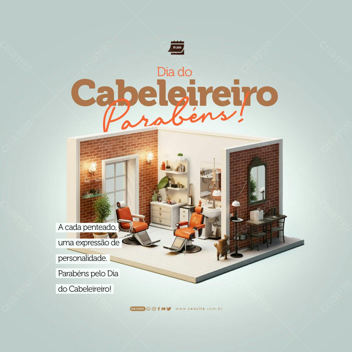 Postagem Dia do Cabeleireiro PSD Editável