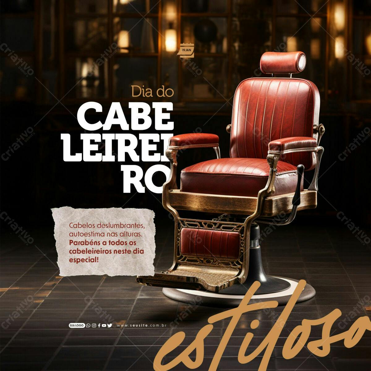 Flyer Dia do Cabeleireiro PSD Editável