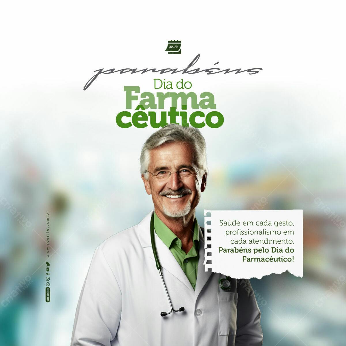 Post para Dia do Farmacêutico PSD Editável
