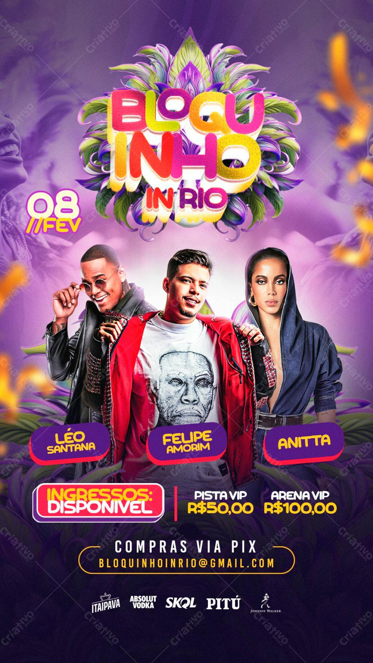 Flyer Bloquinho no Rio PSD Editável