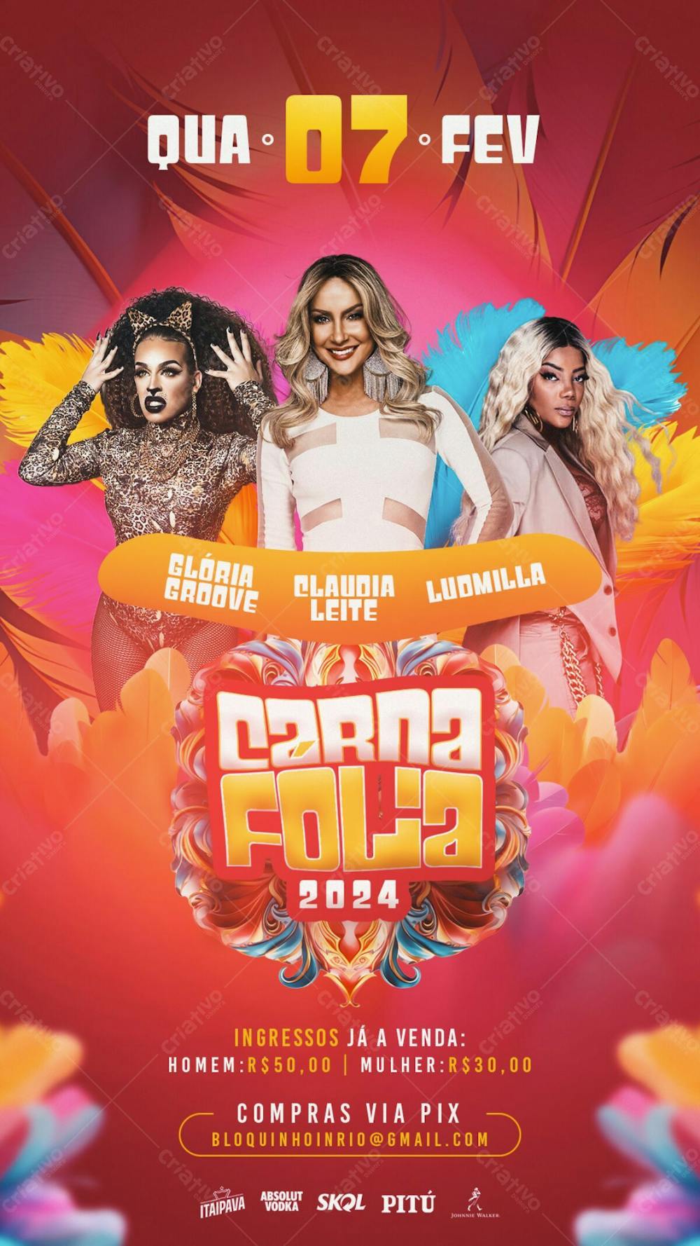 Flyer Evento Carna Fólia 2024 Story