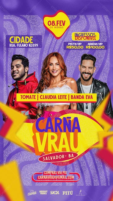 Flyer evento carna vrau salvador story