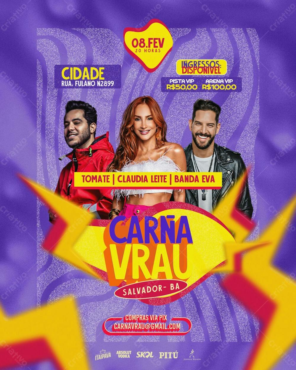 Flyer Evento Carna Vrau Salvador