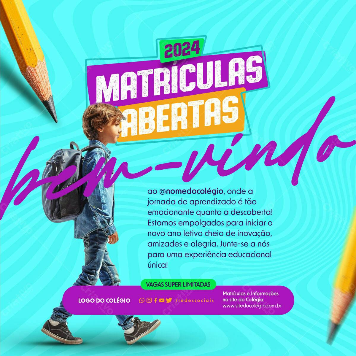 Flyer Matrículas Abertas 2024 PSD Editável