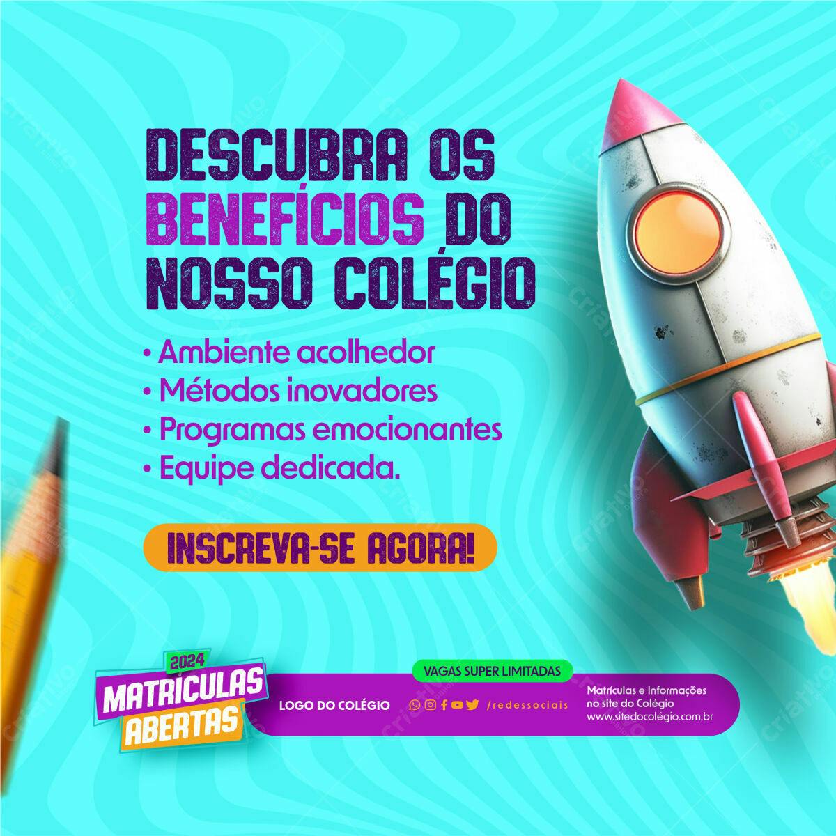 Flyer Matrículas Abertas 2024 PSD Editável