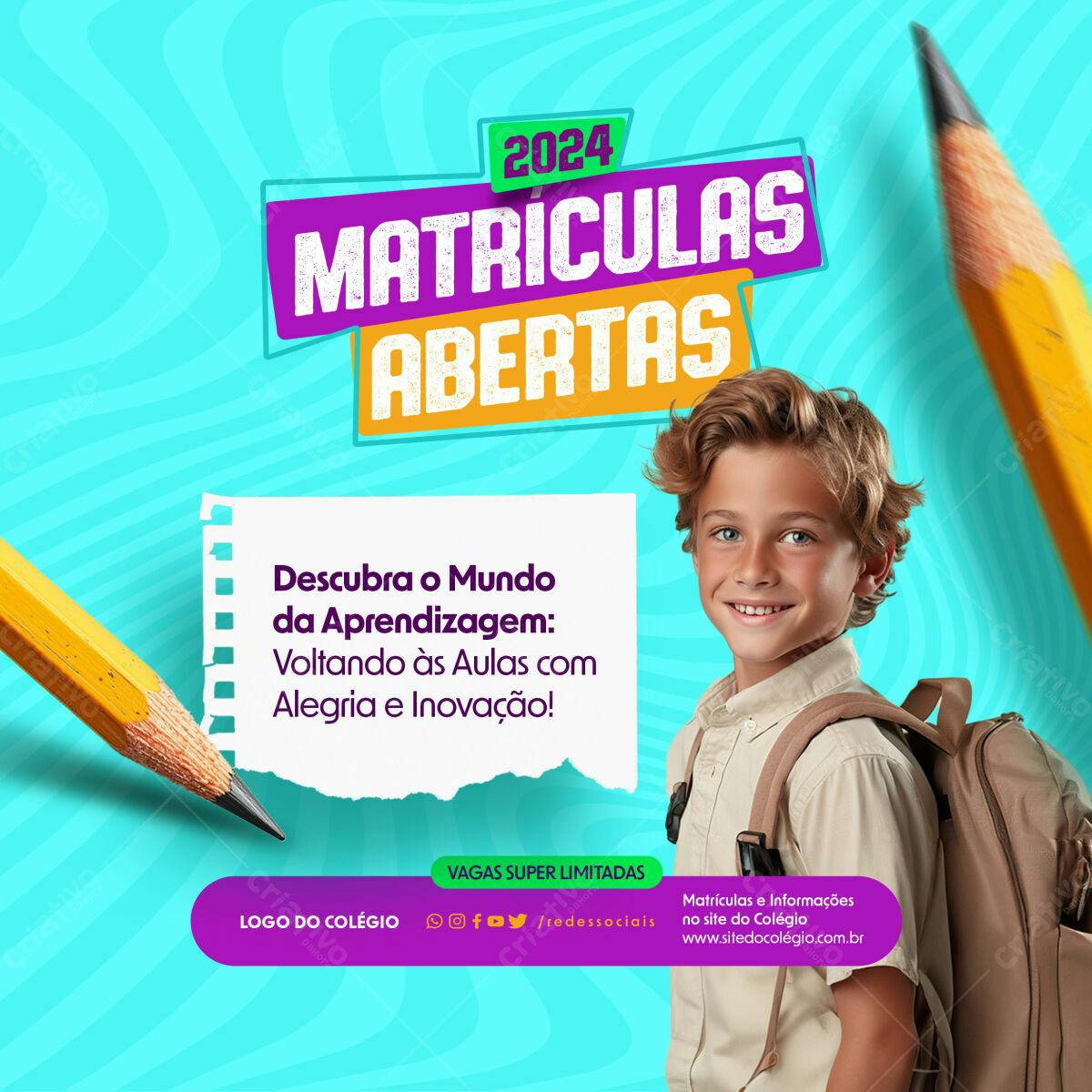 Post para Matrículas Abertas 2024 PSD Editável