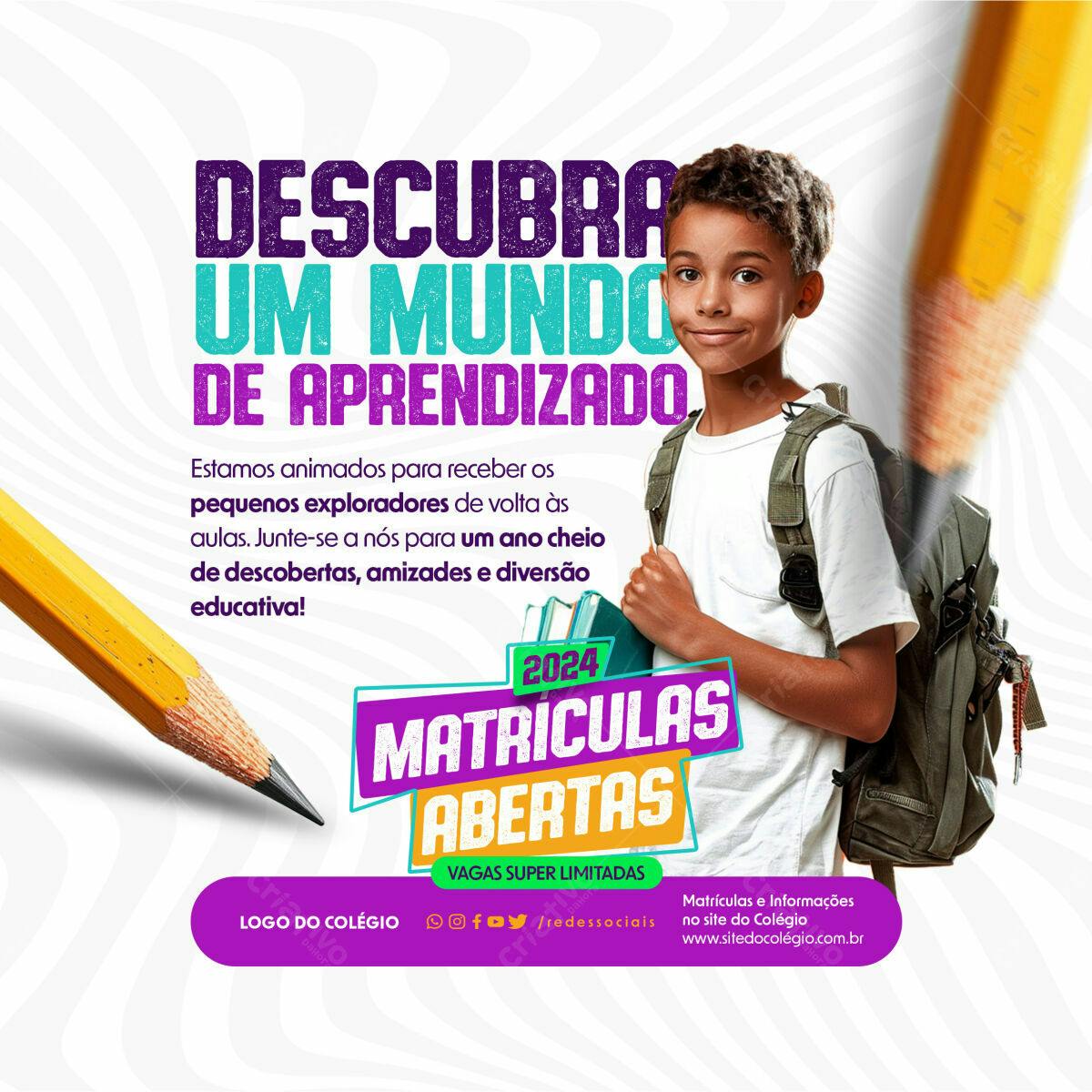 Flyer Matrículas Abertas 2024 PSD Editável