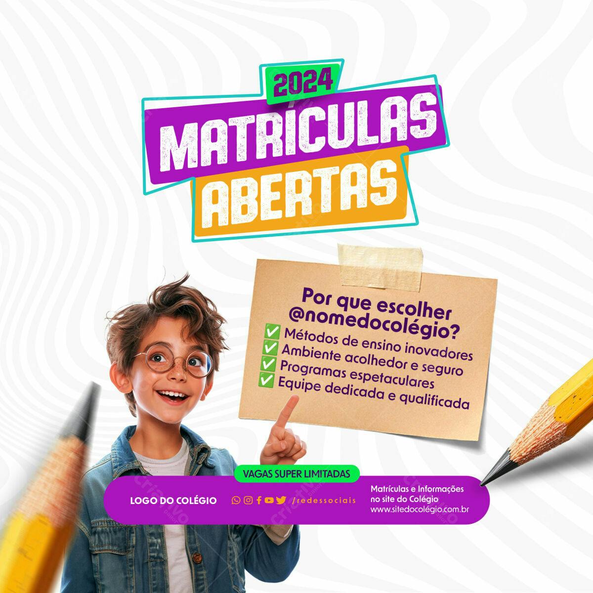 Flyer Matrículas Abertas 2024 PSD Editável
