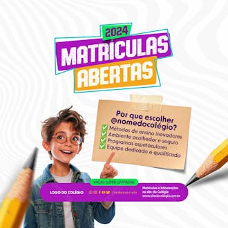 Feed campanha volta às aulas 2024 porque escolher nosso colégio