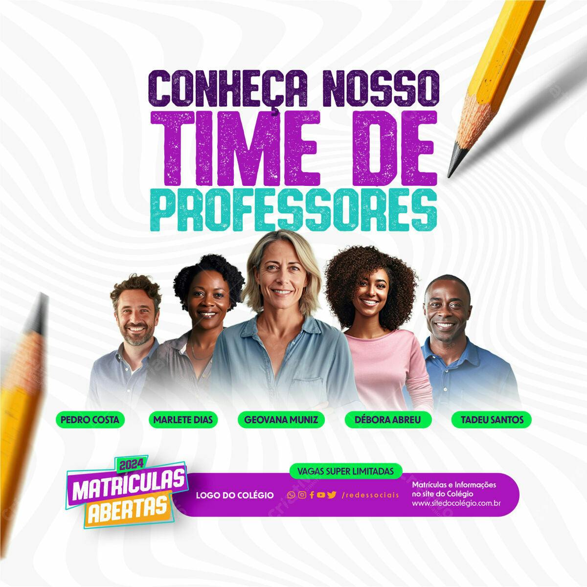 PSD para Divulgação Time de Professores 2024 Editável