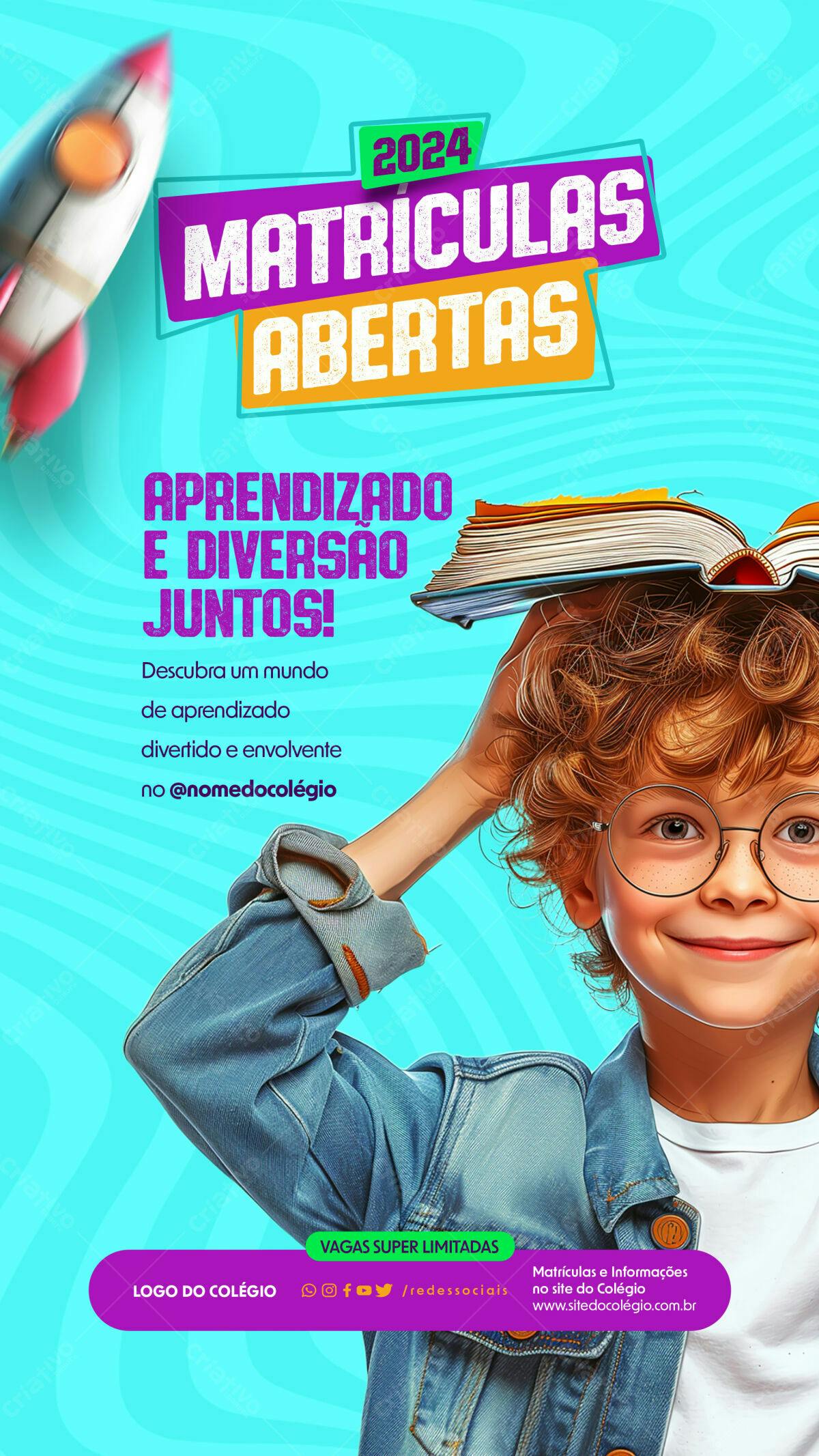 Flyer Matrículas Abertas 2024 PSD Editável