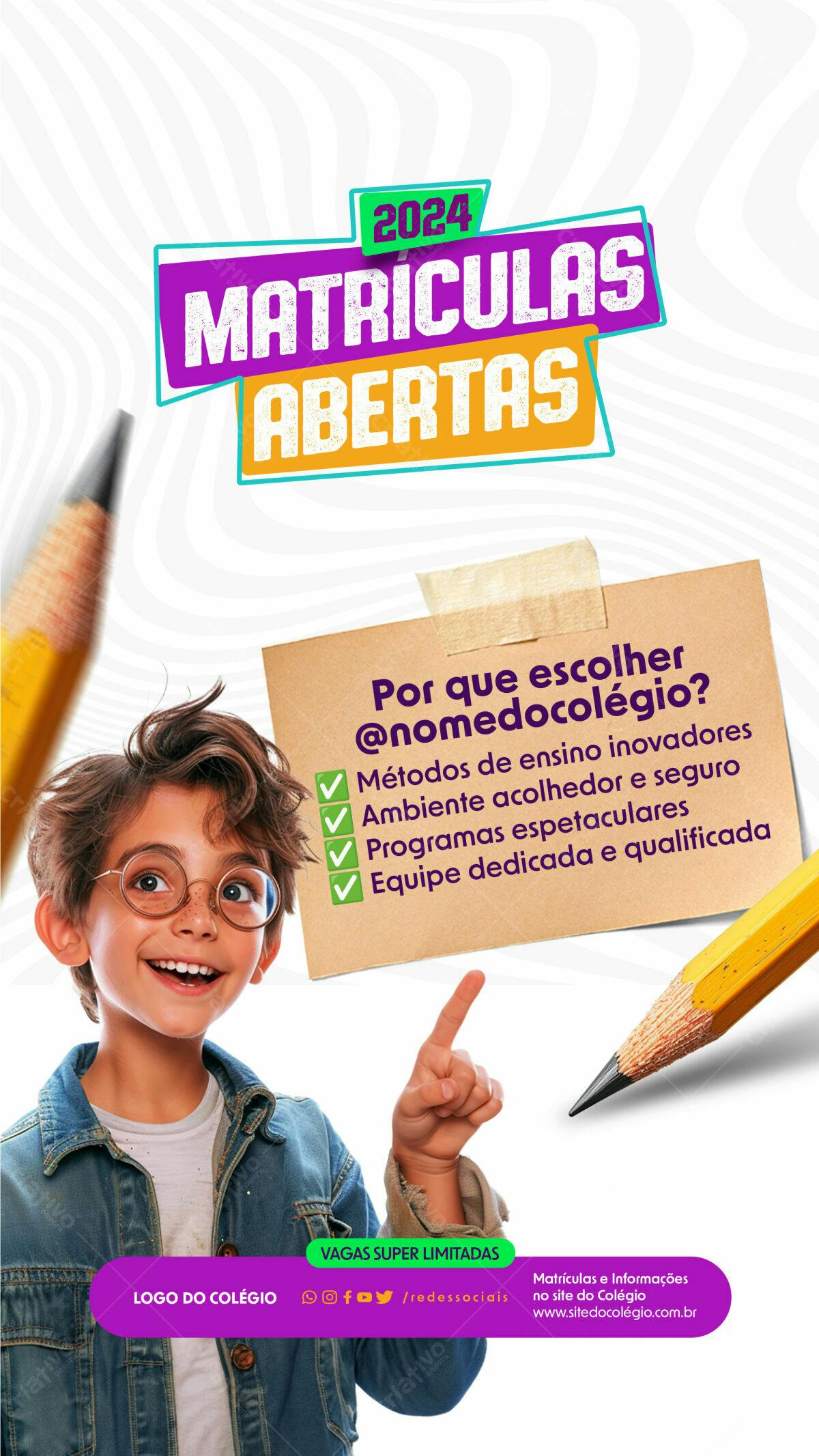 Flyer Matrículas Abertas 2024 PSD Editável