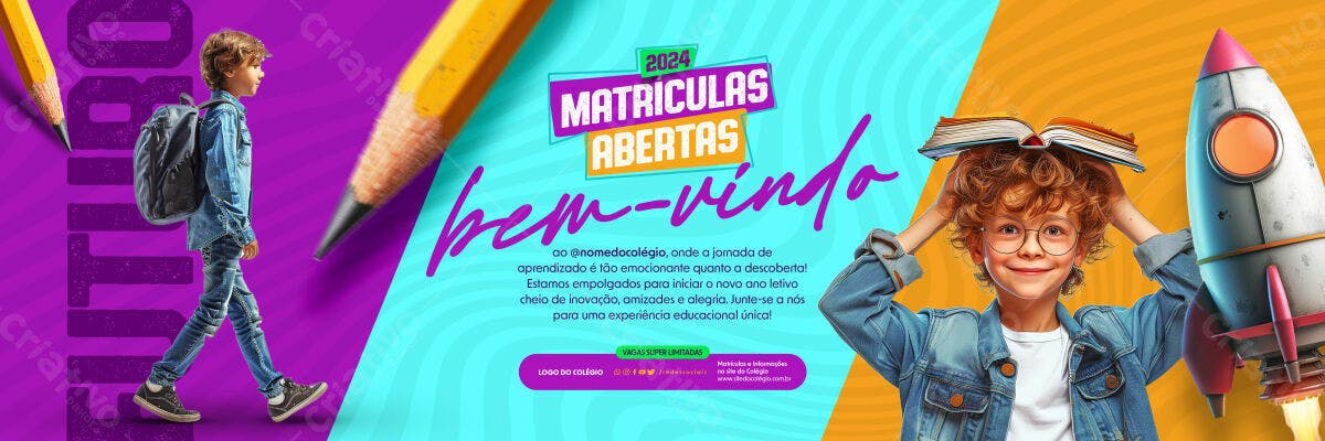 Banner Matrículas Abertas 2024 PSD Editável
