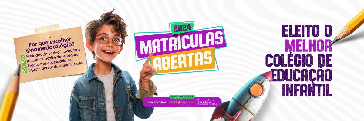 Banner Matrículas Abertas 2024 PSD Editável
