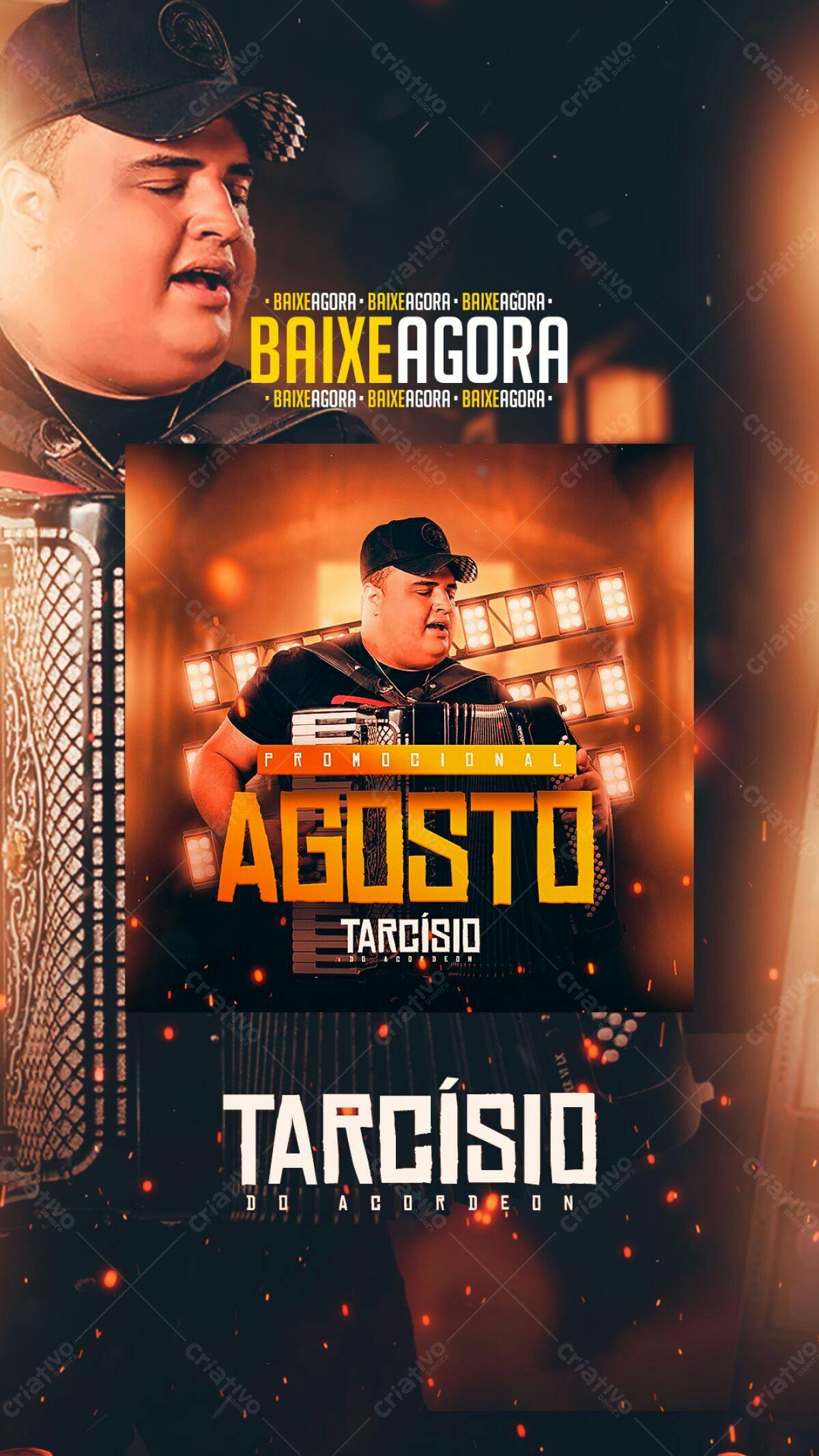 Flyer Promocional Tarcísio do Acordeon Agosto PSD Editável