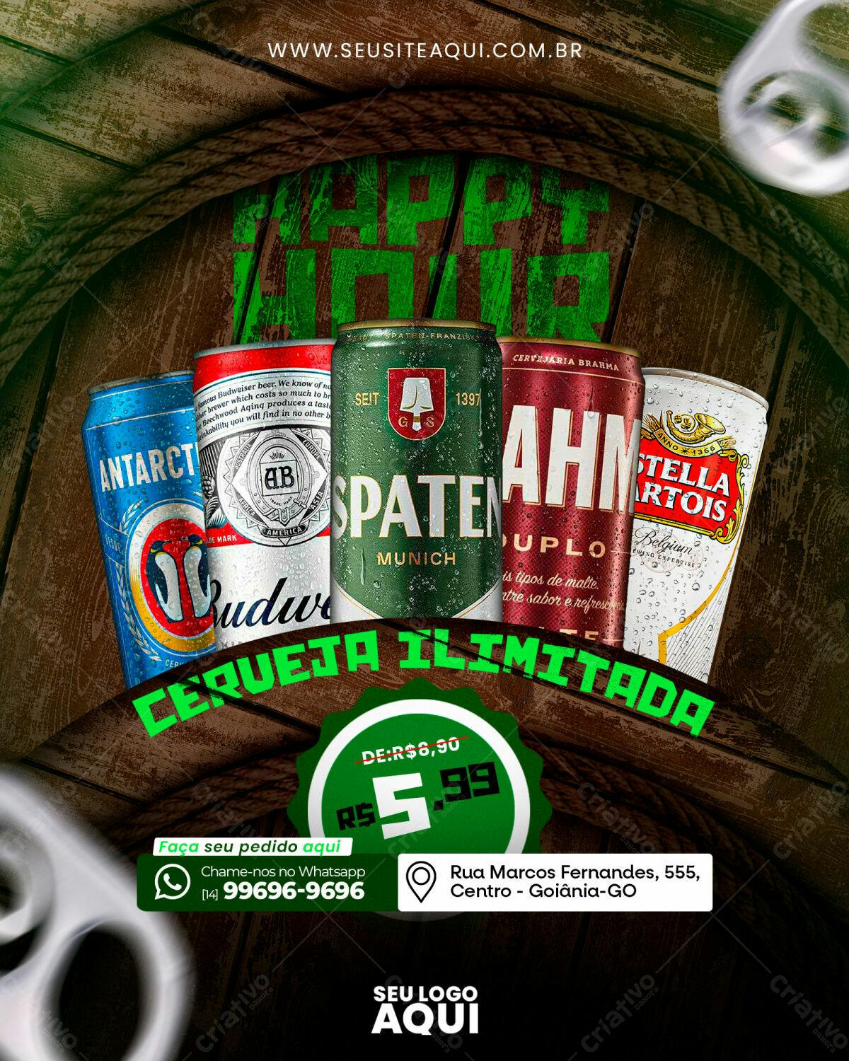 Flyer Cerveja Ilimitada PSD Editável
