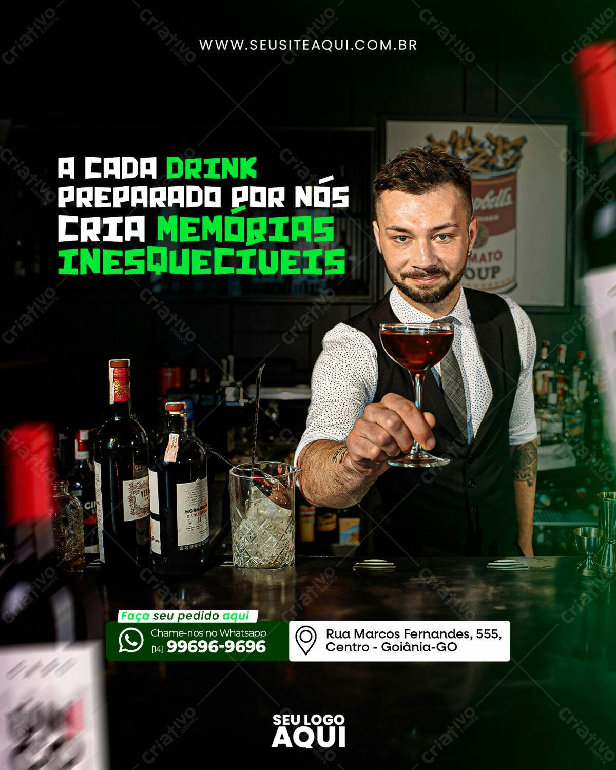 Flyer para Bar e Coquetéis PSD Editável