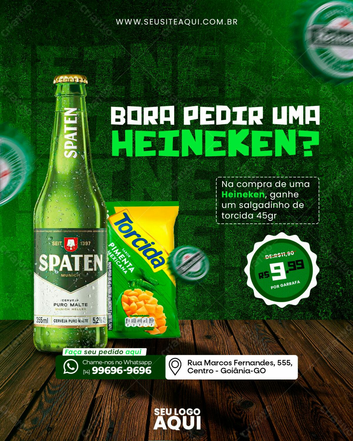 Flyer Heineken com Salgadinho PSD Editável