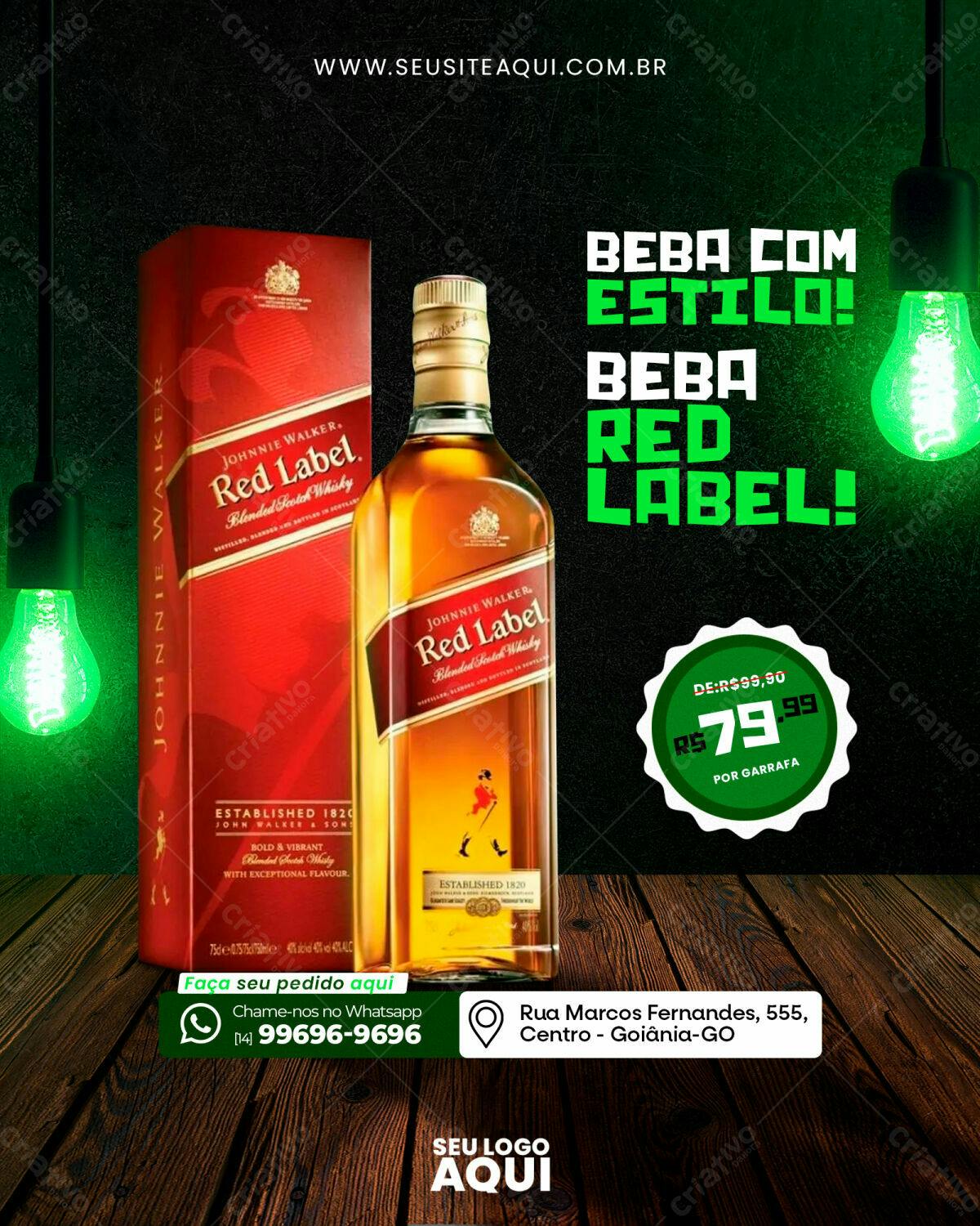 Flyer Johnnie Walker Red Label PSD Editável