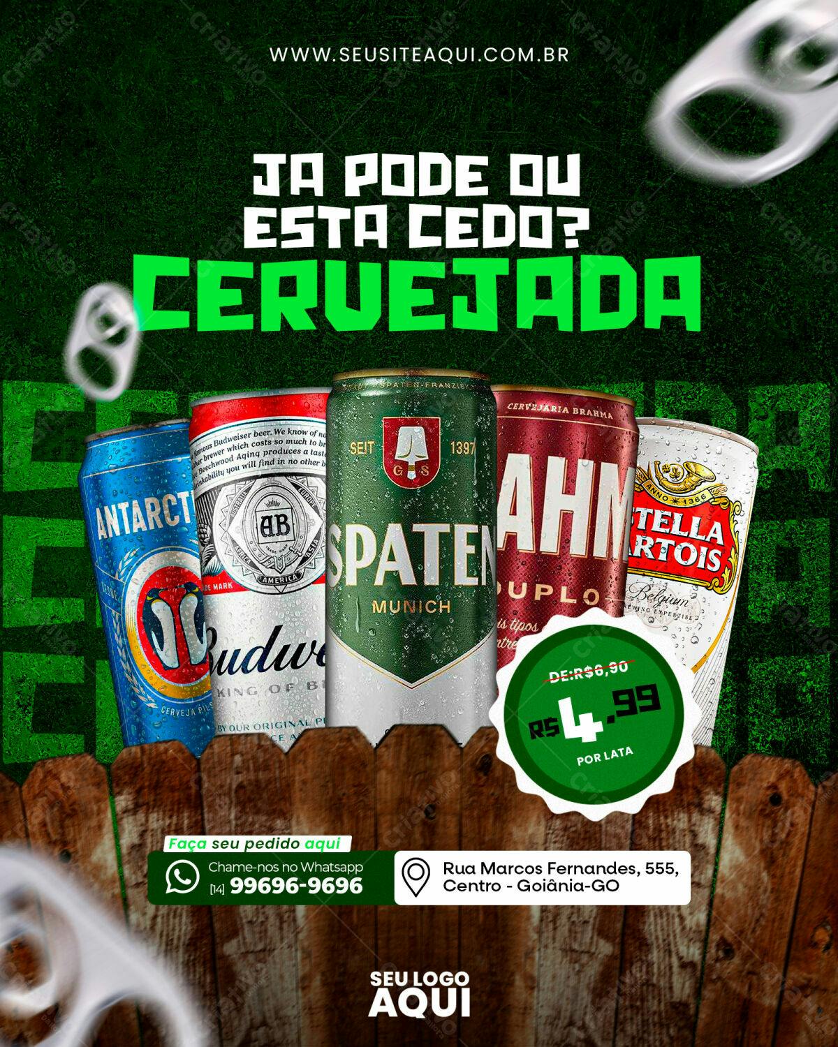 Flyer Cervejada Promoção R$4,99 PSD Editável