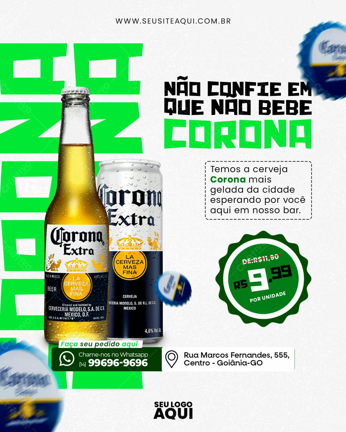 Flyer Cerveja Corona PSD Editável
