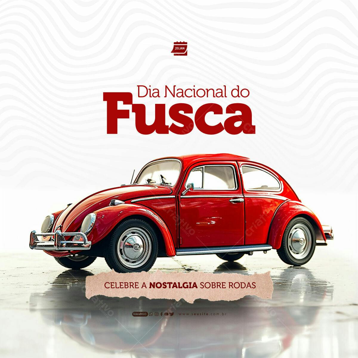 Post para o Dia Nacional do Fusca PSD Editável