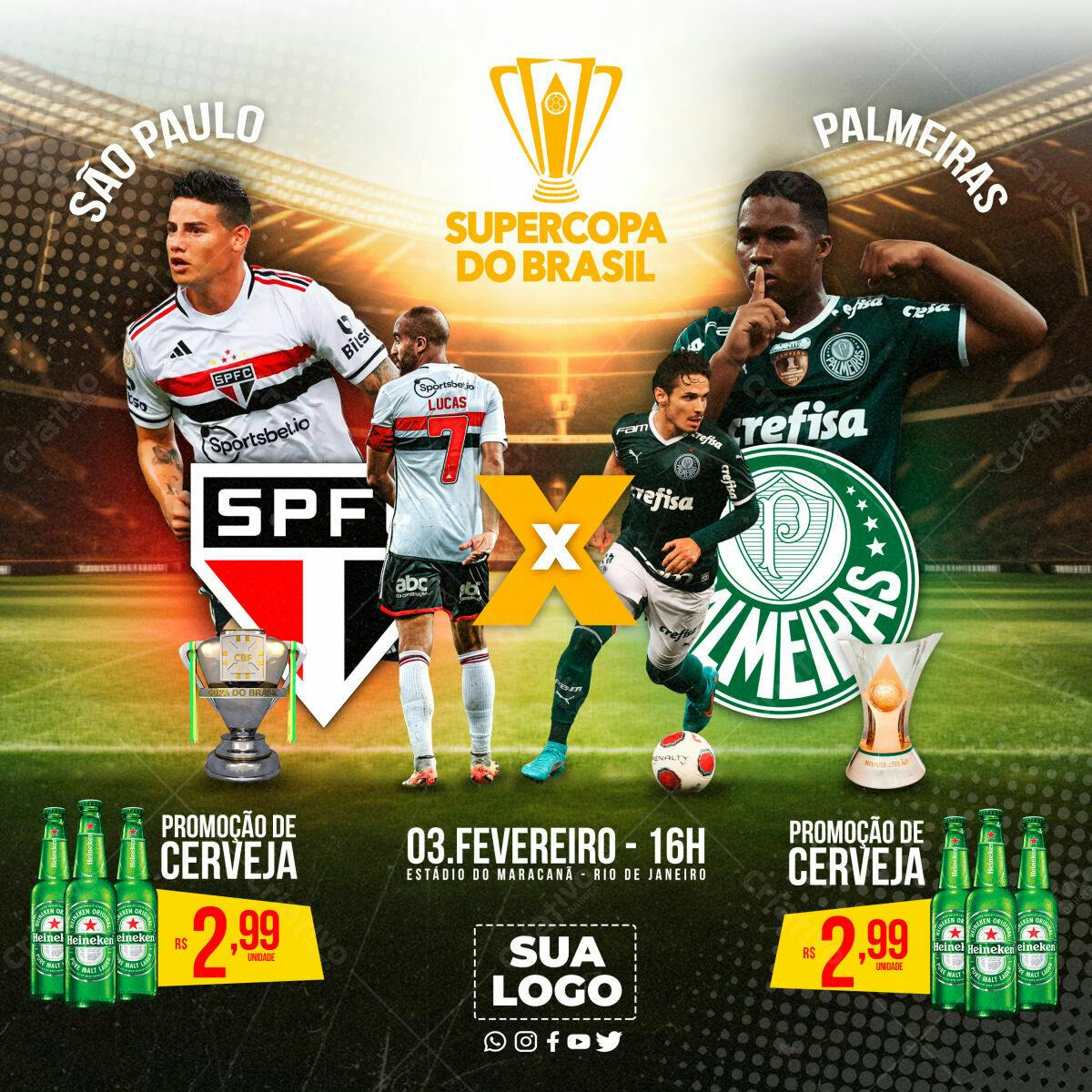 Flyer Supercopa do Brasil São Paulo x Palmeiras PSD Editável