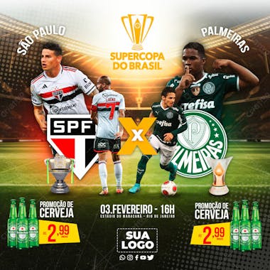 Flyer social media futebol são paulo x palmeiras