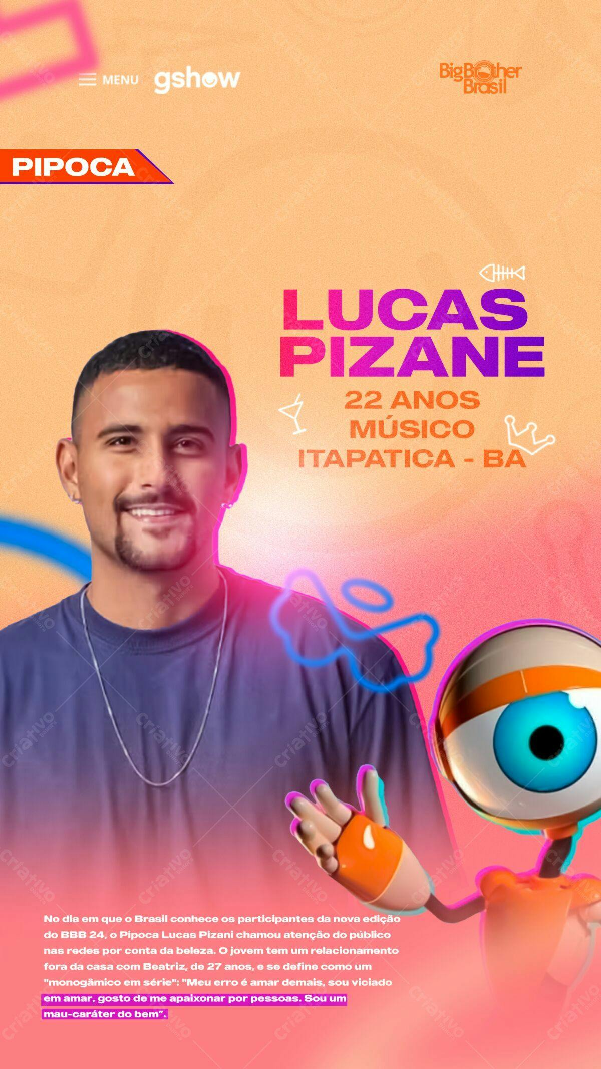 Flyer BBB24 Lucas Pizani PSD Editável