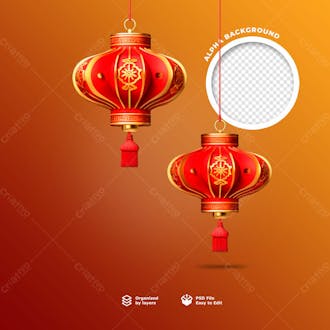 Elemento 3d de uma lampada chinesa