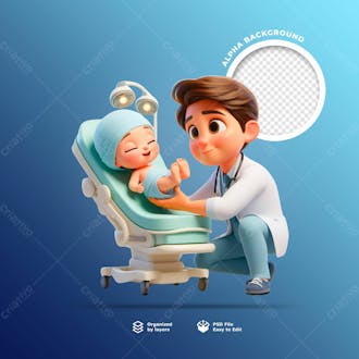 Personagem 3d de um medico pediatra