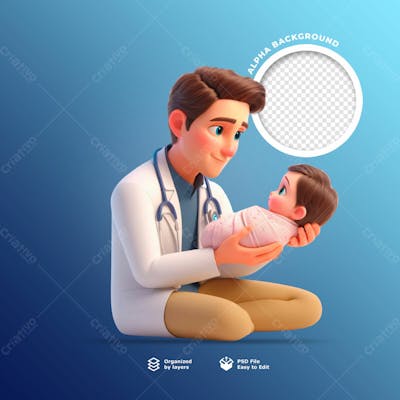 Personagem 3D De Um Medico Pediatra