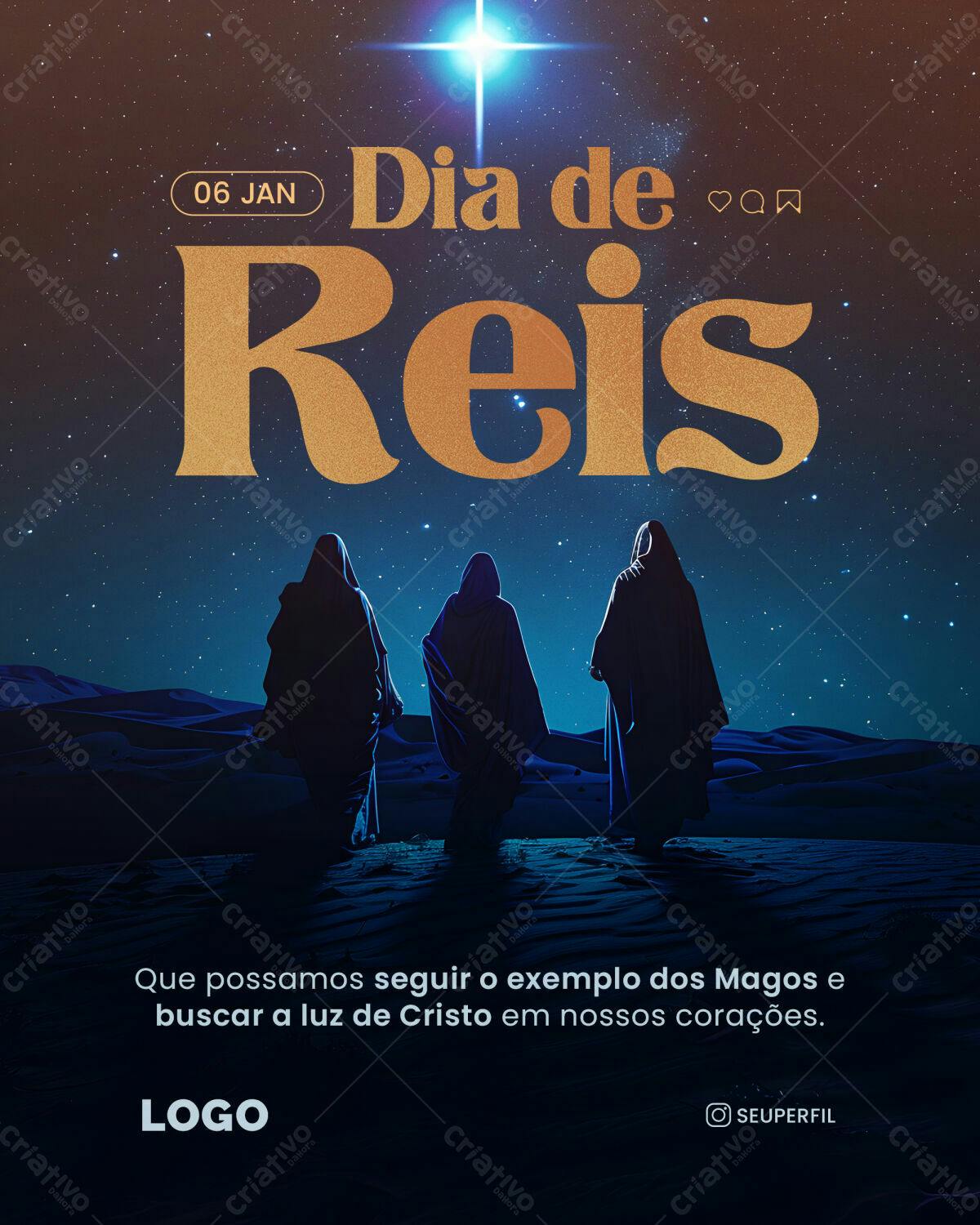 Flyer Dia de Reis PSD Editável
