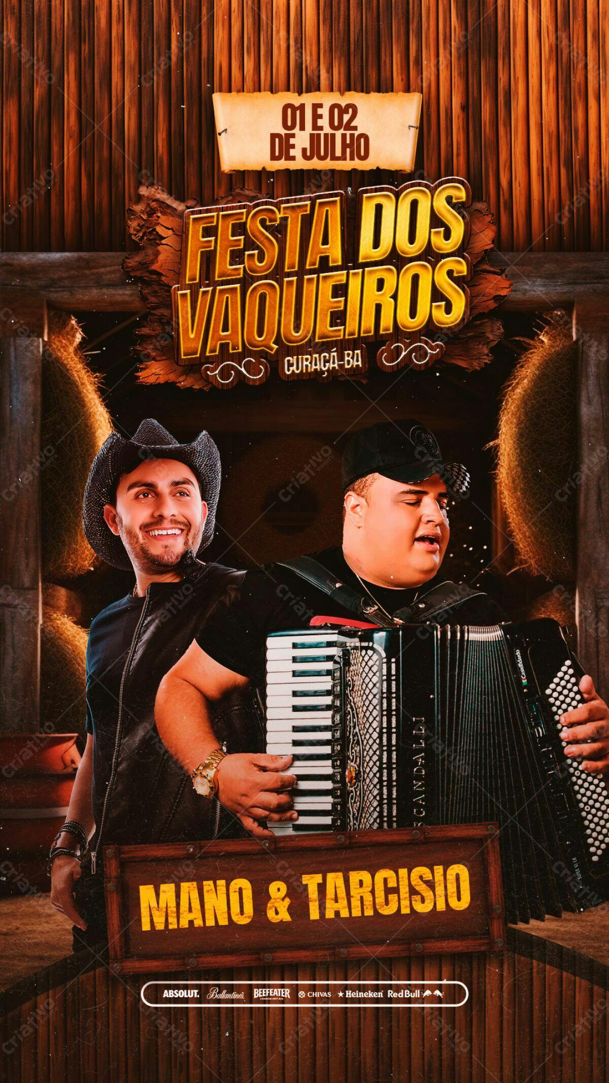 Flyer Festa dos Vaqueiros com Mano e Tarcísio PSD Editável