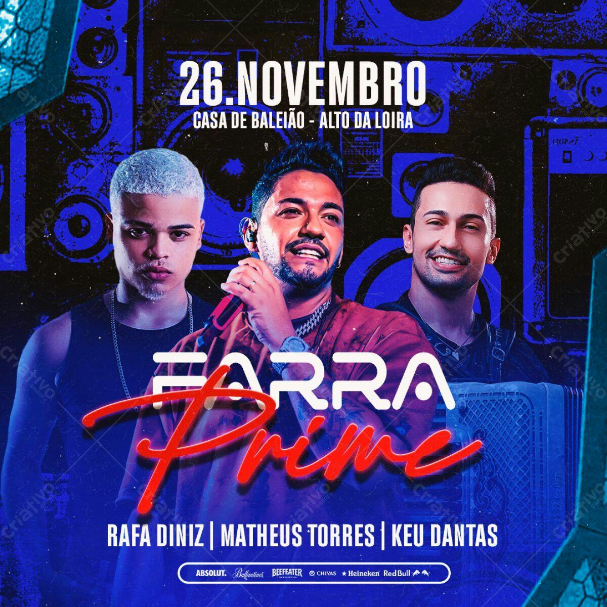 Flyer para Festa Farra Prime PSD Editável