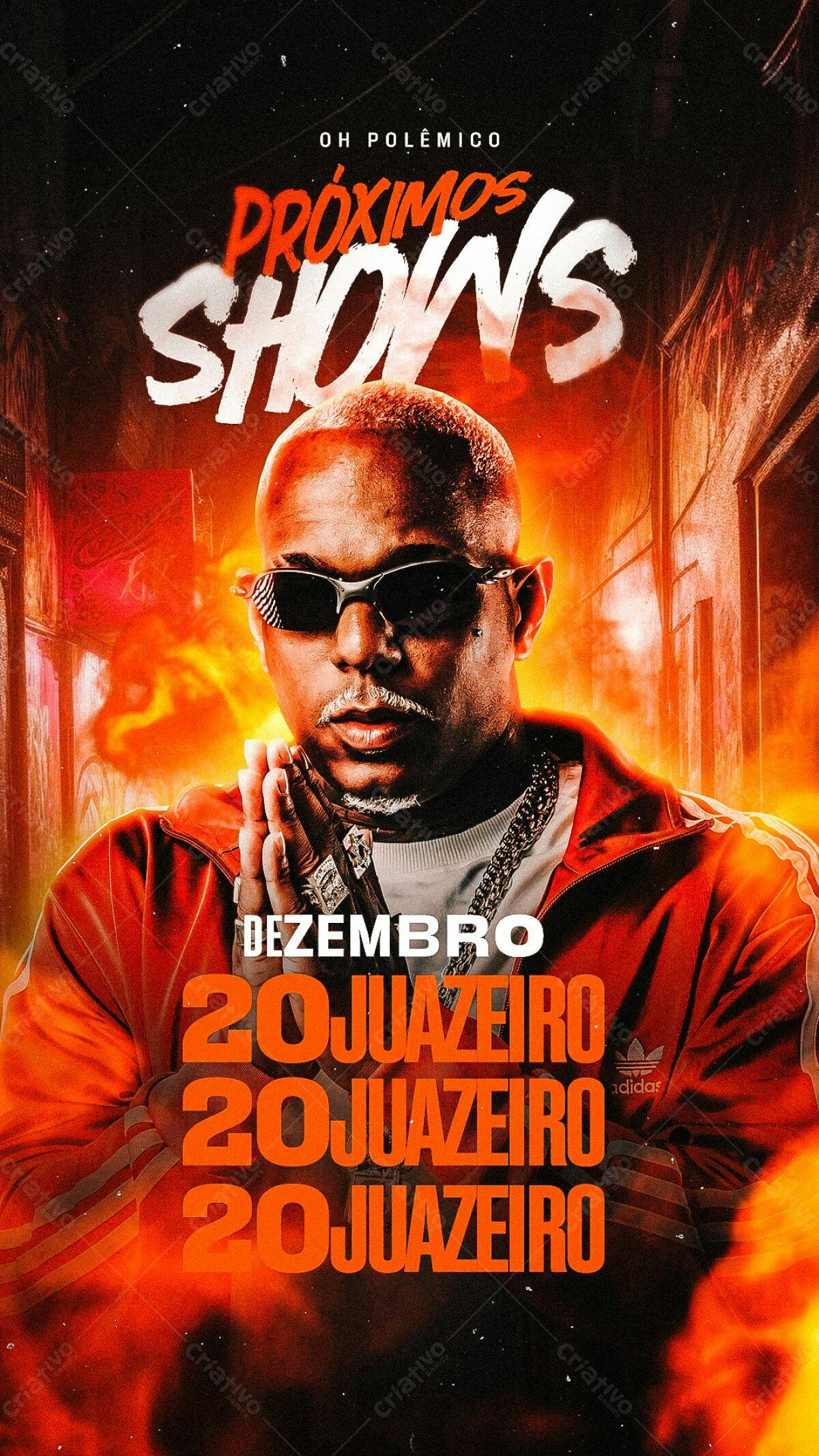 Flyer Show do Oh Polêmico em Juazeiro PSD Editável