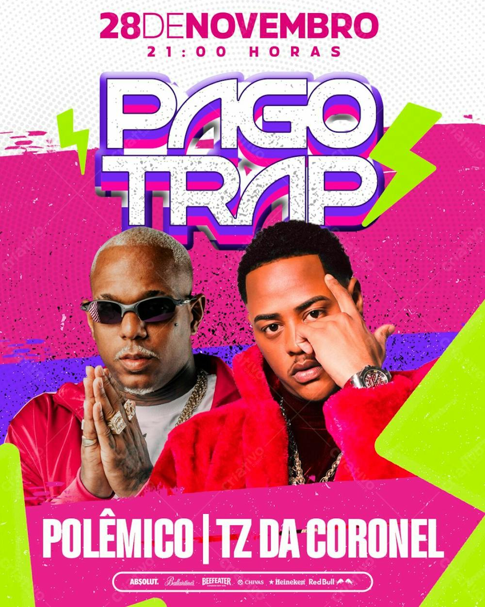 Flyer Evento Pagotrap Oh Polêmico E Tz Da Coronel Feed Psd Editável