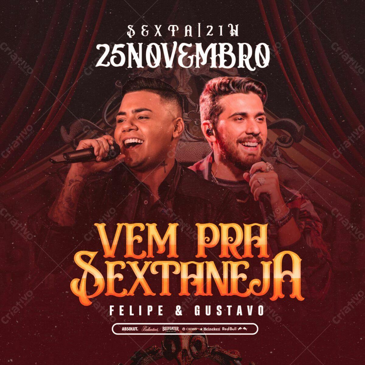 Flyer para Show Felipe & Gustavo PSD Editável