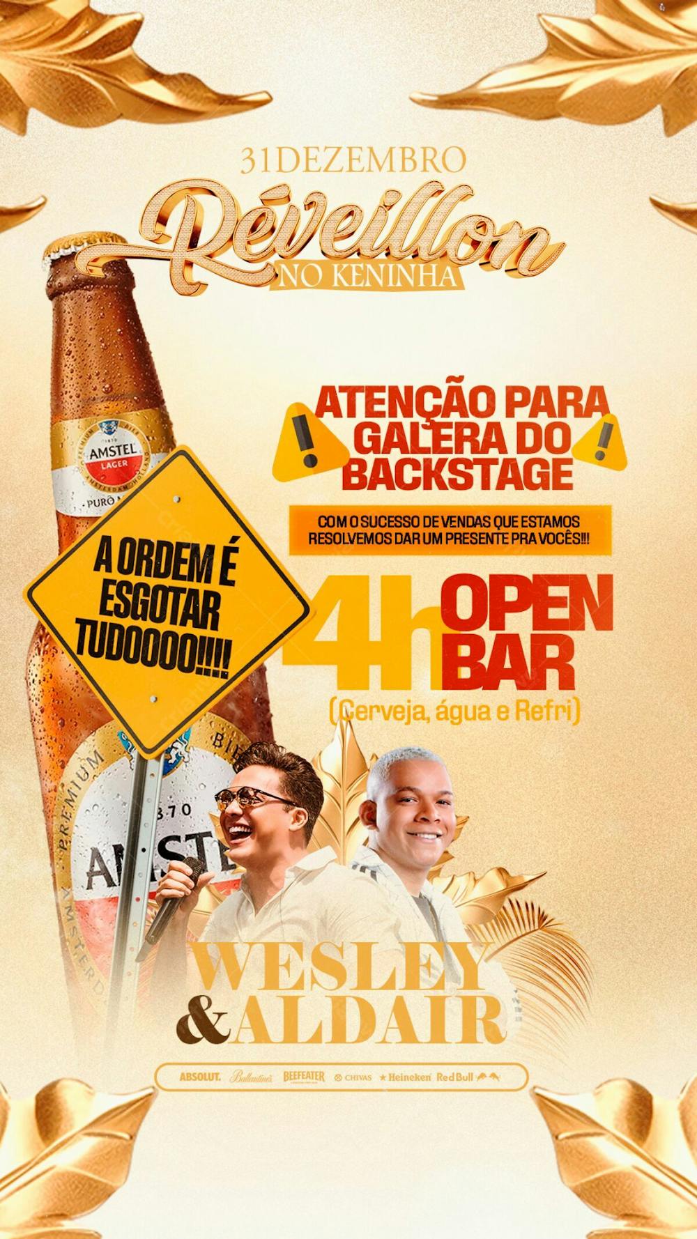 Flyer De Réveillon 2024 No Keninha Open Bar Backstage Réveillon  Stories Psd Editável