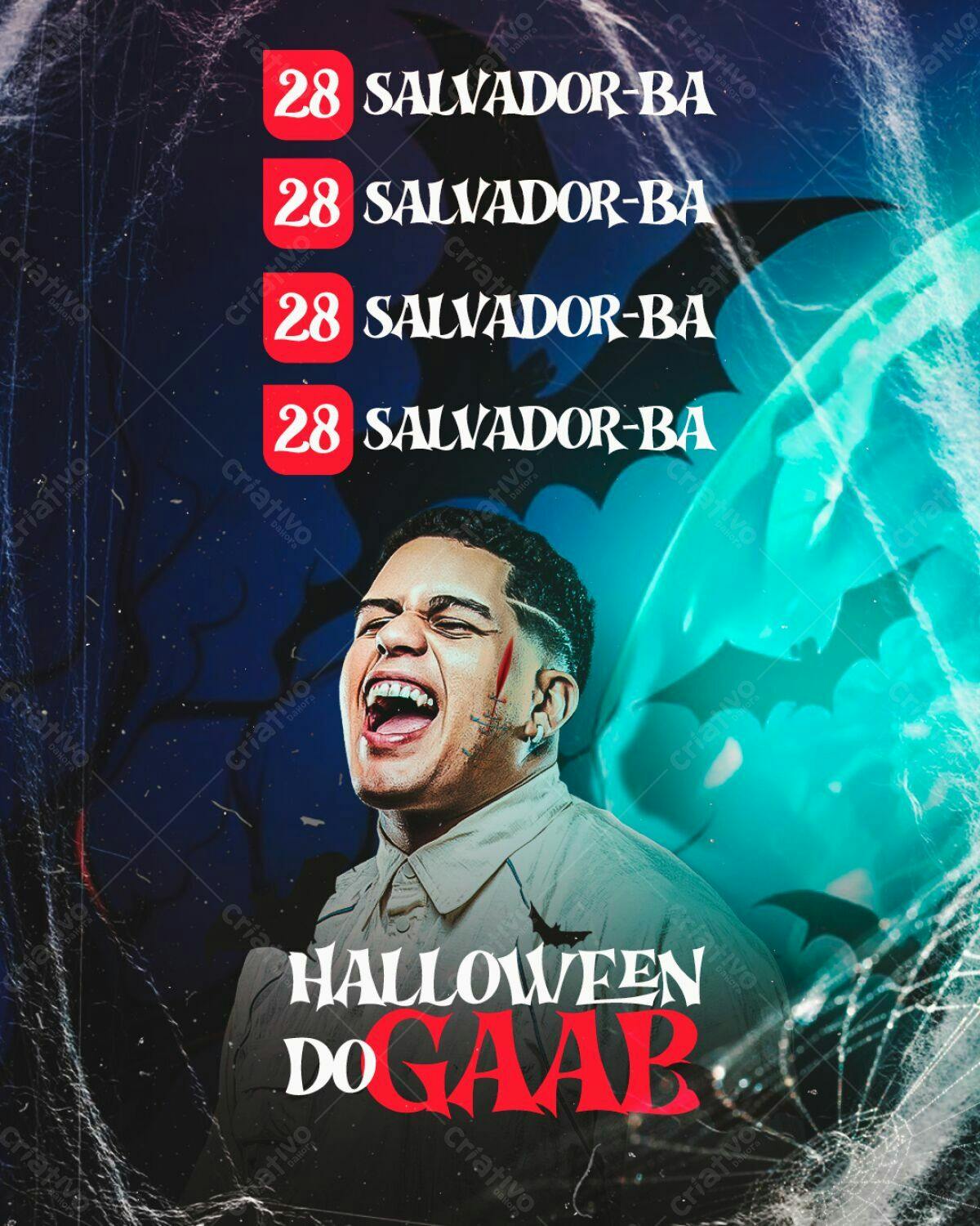 Flyer Halloween do Gaab em Salvador PSD Editável
