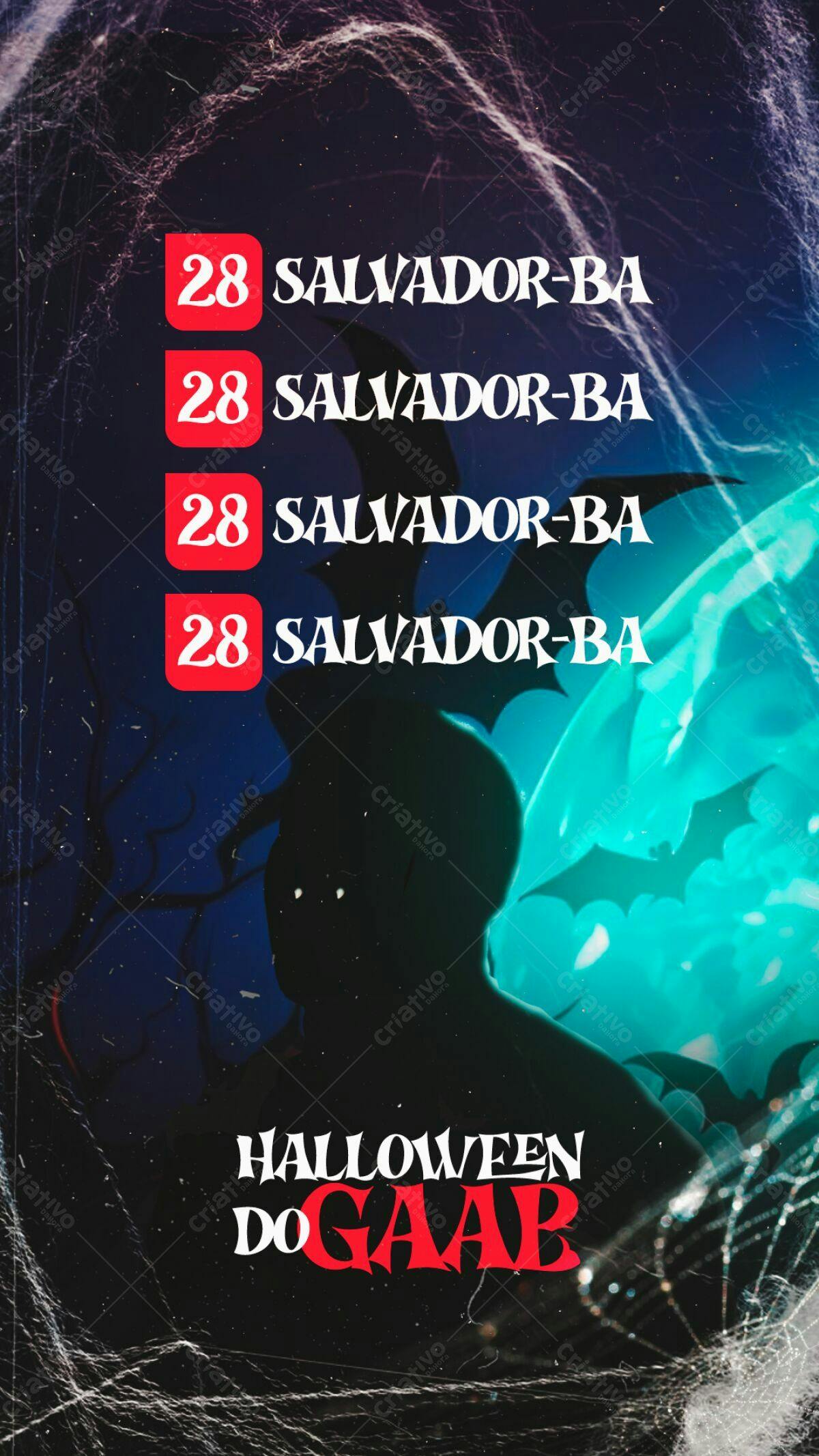 Flyer para Festa de Halloween do GAAB em Salvador-BA PSD Editável
